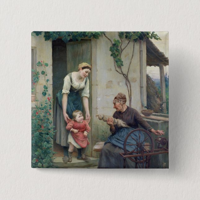 The Three Ages 2 Inch Square Button (Front)