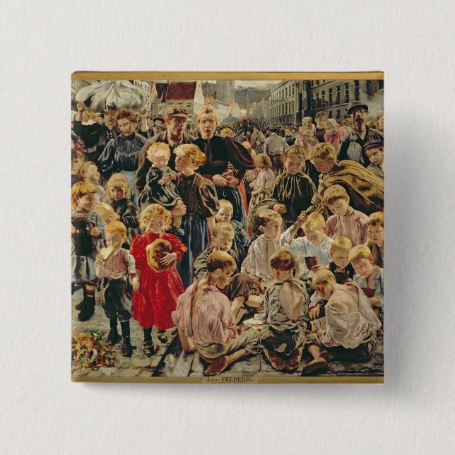The Three Ages of a Working Man, 1895 2 Inch Square Button (Front)