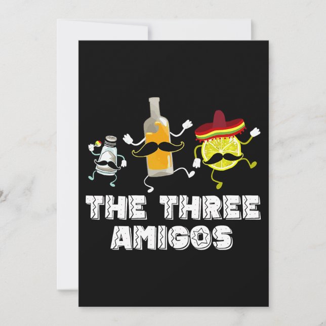 The Three Amigos Cinco De Mayo. Cute Lemon Bottle  Invitation (Front)