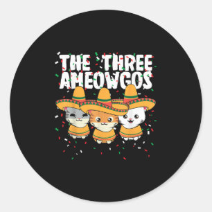 The Three Amigos Mexican Cinco De Mayo Cute Cats A Classic Round Sticker
