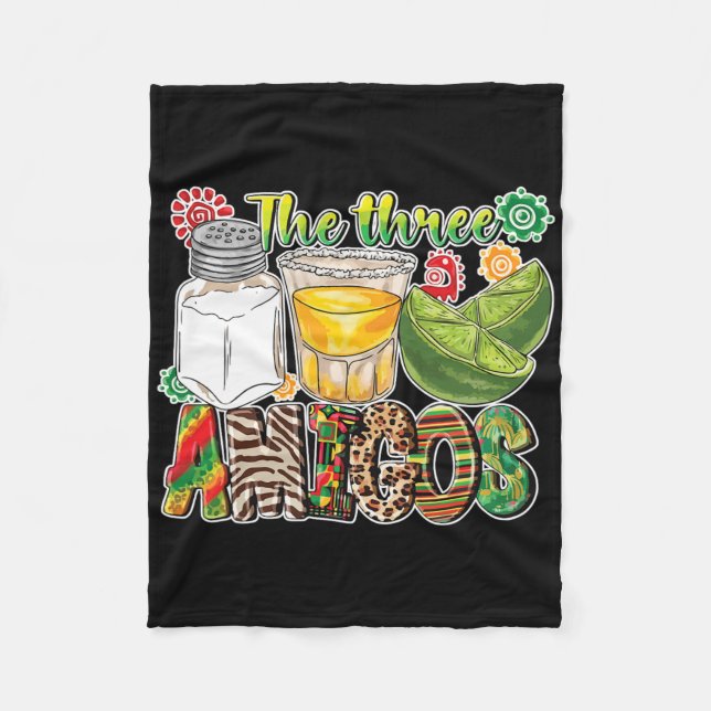 The Three Amigos Tequila Salt Lime Cinco De Mayo  Fleece Blanket (Front)