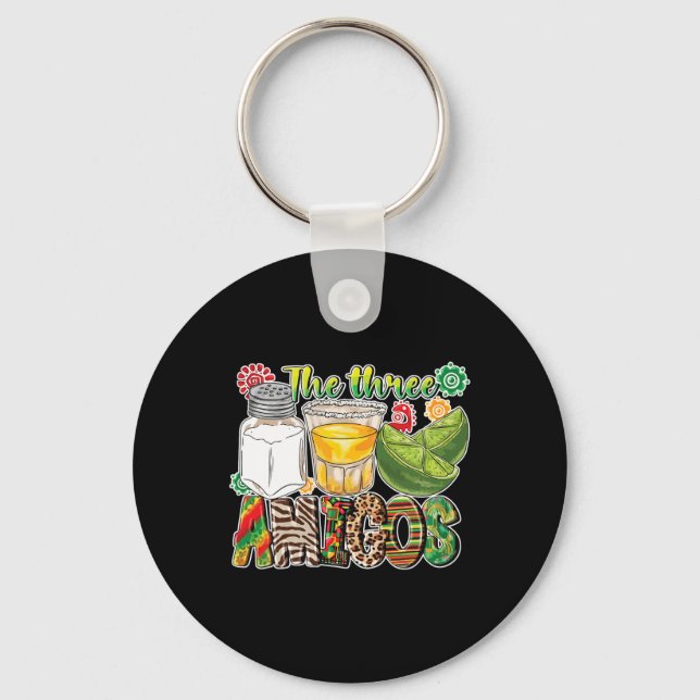 The Three Amigos Tequila Salt Lime Cinco De Mayo  Keychain (Front)