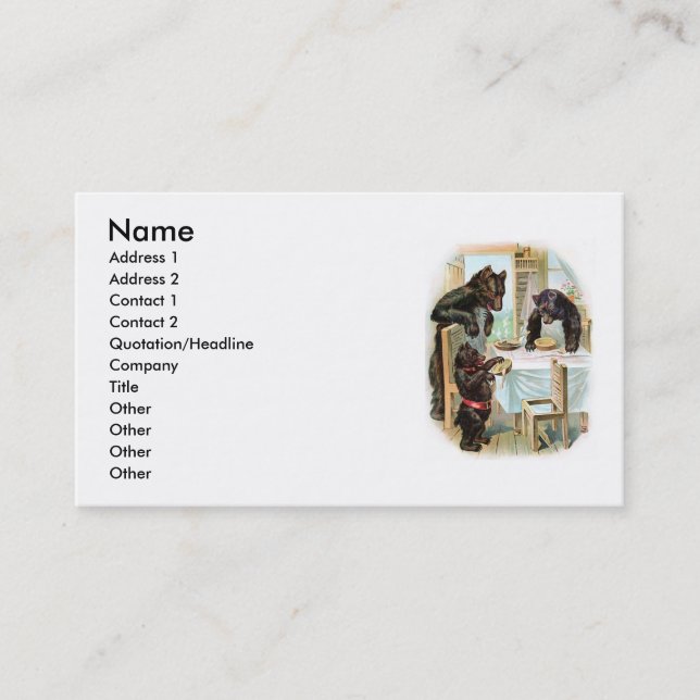 The Three Bears Fairytale Business Card (Front)