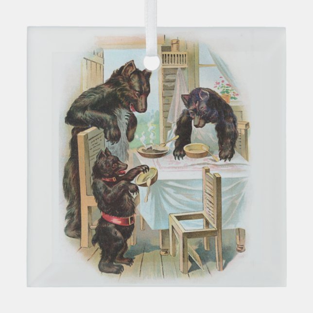 The Three Bears Glass Ornament (Front)