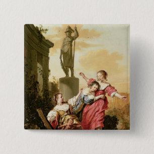 The Three Daughters of Cecrops 2 Inch Square Button