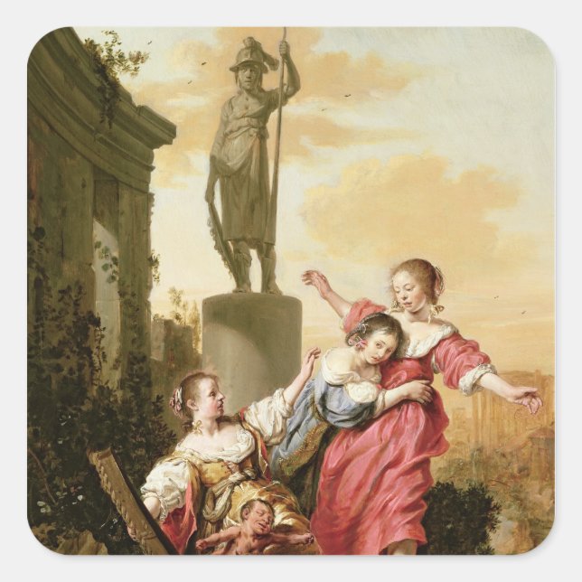 The Three Daughters of Cecrops Square Sticker (Front)