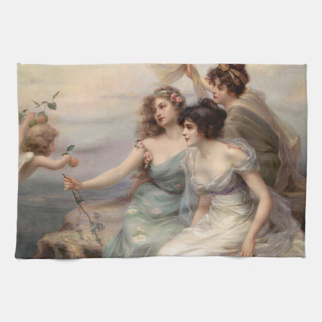 The Three Graces by Edouard Bisson Kitchen Towel (Horizontal)