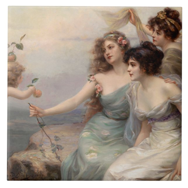 The Three Graces by Edouard Bisson Tile (Front)
