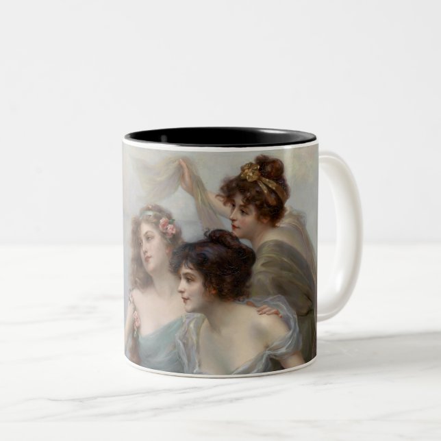 "The Three Graces" by Edouard Bisson Two-Tone Coffee Mug (Front Right)