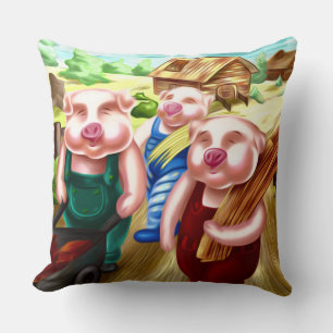 The Three Little Pigs Throw Pillow