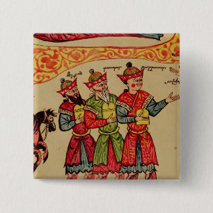 The Three Magi, detail from the Nativity 2 Inch Square Button