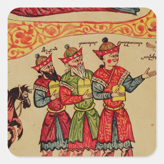 The Three Magi, detail from the Nativity Square Sticker (Front)