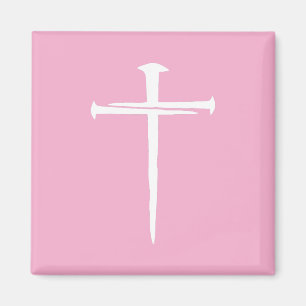 The Three Nails White Cross Christian Magnet
