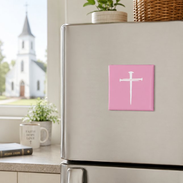 The Three Nails White Cross Christian Magnet (Creator Uploaded)