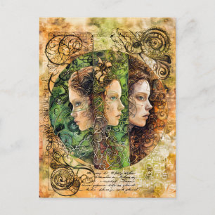 The Three Norns, Norse Fate Goddesses Holiday Postcard