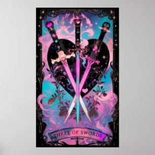 The Three of Swords Tarot Card Witchy Poster