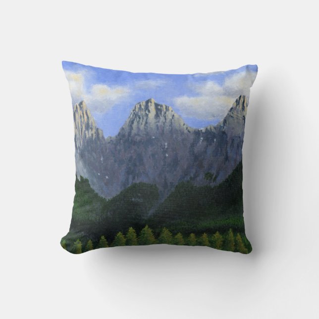 The three sisters in Canmore, Alberta, Canada Throw Pillow (Front)