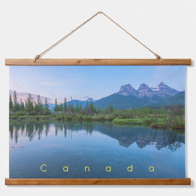 The Three Sisters Mountain Landscape at Dawn Hanging Tapestry (Front)