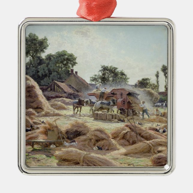 The Threshing Machine  1896 Metal Ornament (Front)