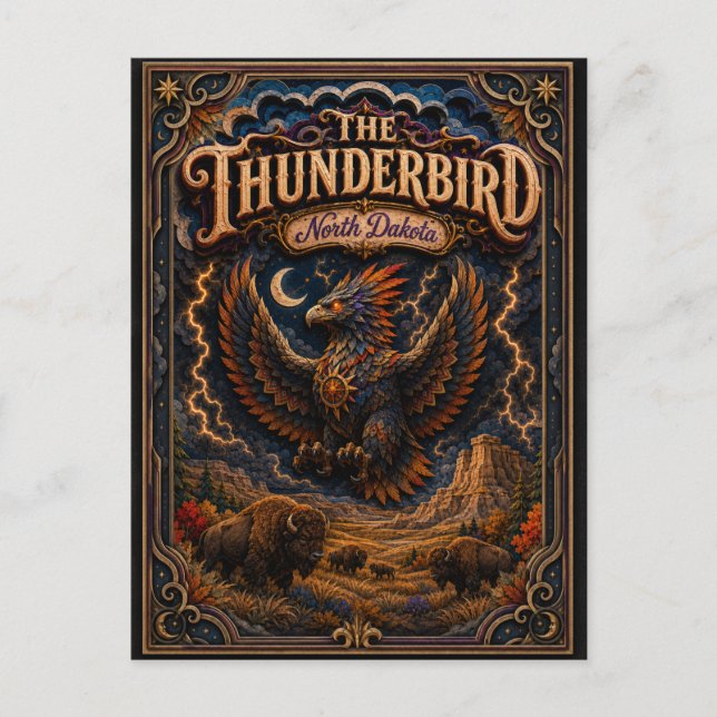 The Thunderbird North Dakota Popcut Legends Postcard (Front)
