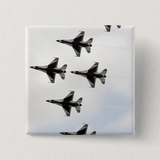 The Thunderbirds form a 6-ship Delta formation 2 Inch Square Button (Front)