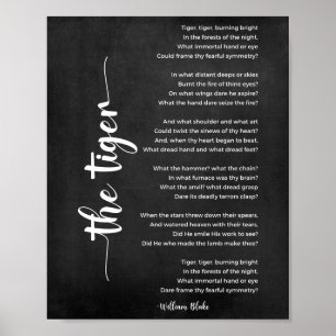 The Tiger Poem by William Blake Black and White Poster