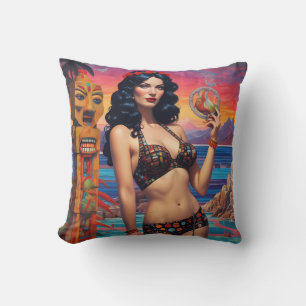 The Tiki Dream Beach Daydream - Ken Gauge Art Throw Pillow