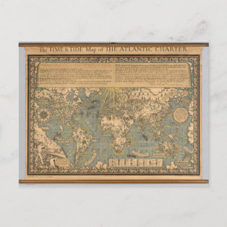 The "Time & Tide" Map of The Atlantic Charter Postcard