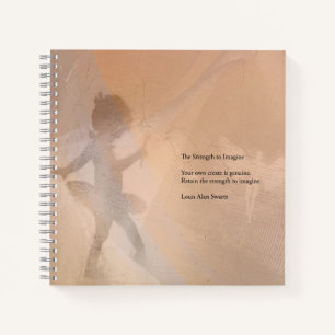The tiny ballerina graces a notebook. notebook