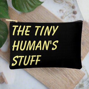 The Tiny Human's Stuff Black & Yellow Script Accessory Pouch