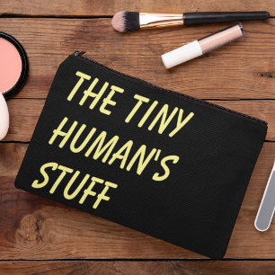 The Tiny Human's Stuff Black & Yellow Script  Accessory Pouch