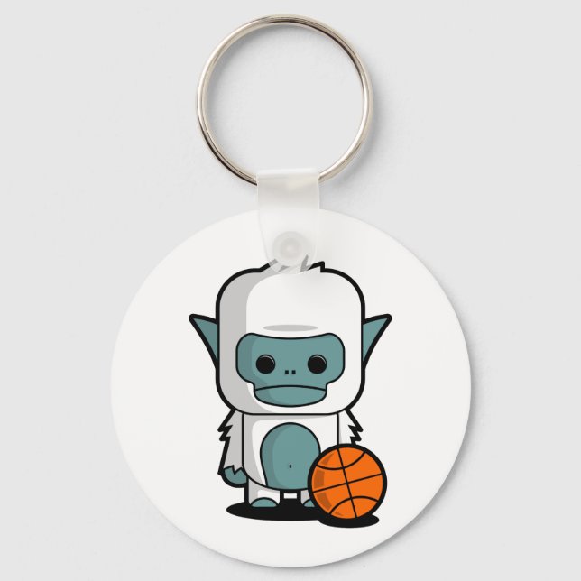 The Tiny Yeti - Playing Basket Ball Keychain (Front)