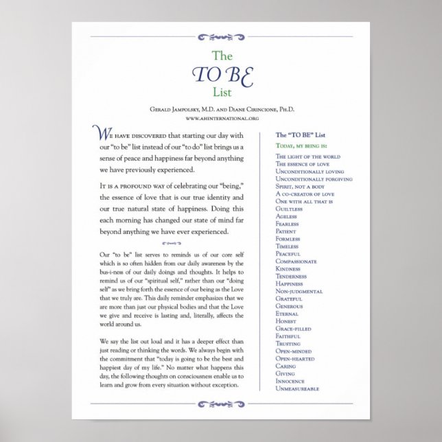 The "To Be" List Poster (Front)