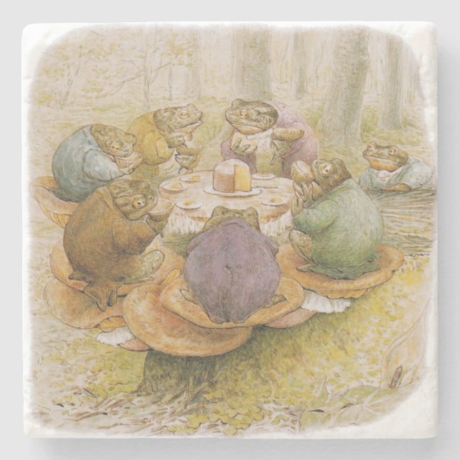 The Toads' Tea Party (by Beatrix Potter) Stone Coaster (Front)