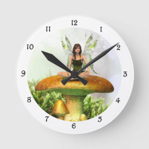 The Toadstool Fairy Round Clock