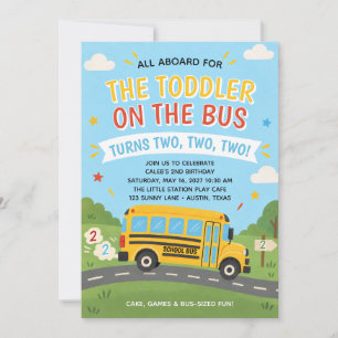 The Toddler on the Bus Turns Two Birthday Invitation