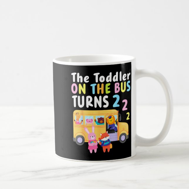 The Toddler On The Bus Turns Two Years Cute Animal Coffee Mug (Right)