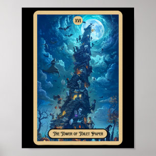 The Toilet Paper Tower (the Rower) Halloween Tarot Poster