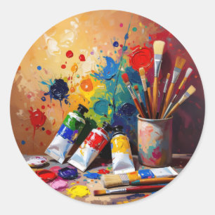 The Tools Of Imagination – Creative Workspace Art Classic Round Sticker