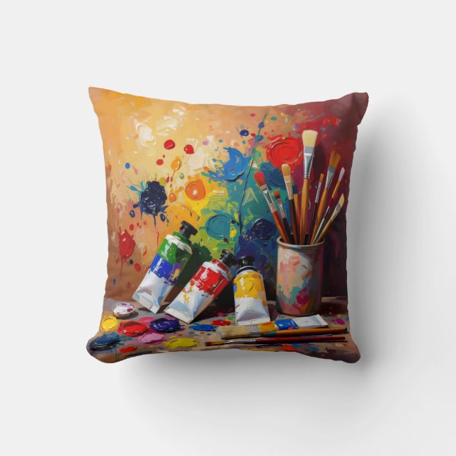 The Tools Of Imagination – Creative Workspace Art  Throw Pillow (Front)