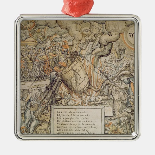 The Toppling Melting Pot Metal Ornament (Front)