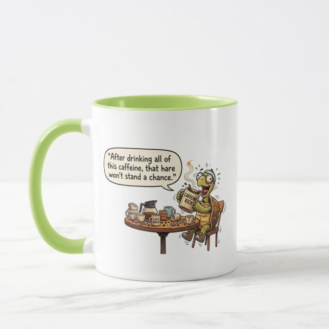 The tortoise preparing for the hare mug (Left)