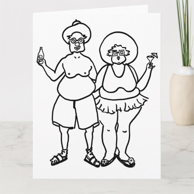 The Tourists Big Colouring Card Chubby Art Cartoon (Front)