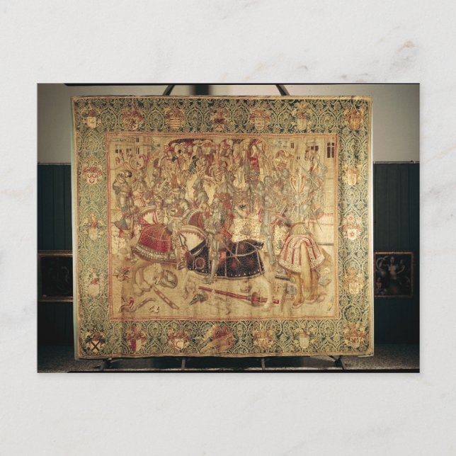 The Tournament, vertical loom tapestry Postcard (Front)