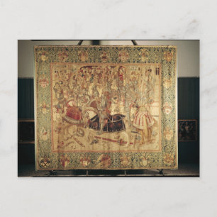 The Tournament, vertical loom tapestry Postcard