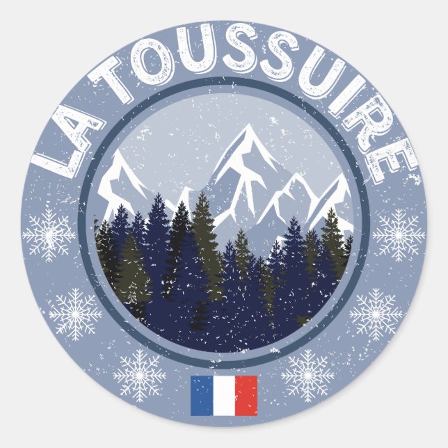 The Toussuire Ski Resort Classic Round Sticker (Front)