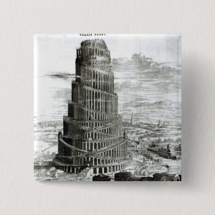 The Tower of Babel, 1679 2 Inch Square Button