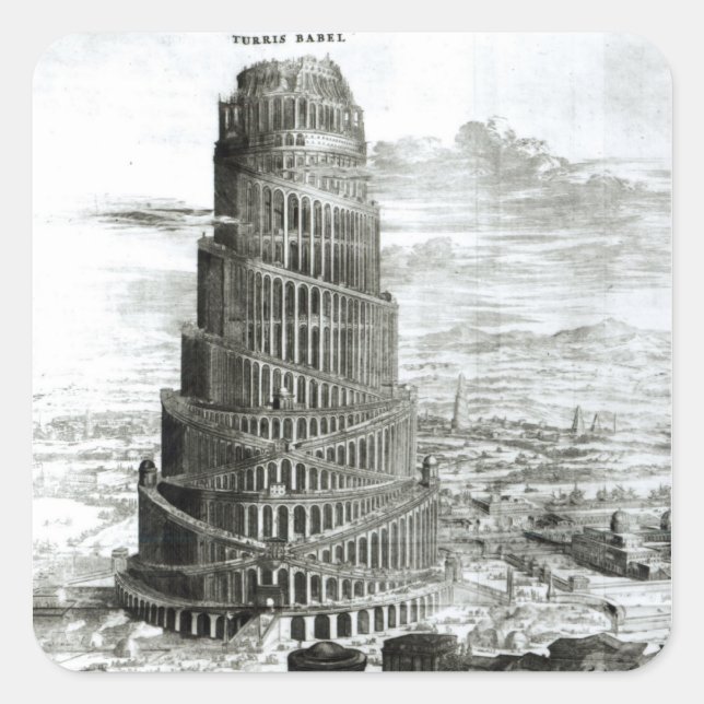 The Tower of Babel, 1679 Square Sticker (Front)
