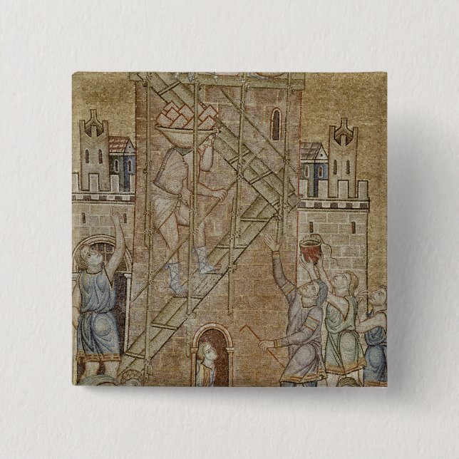 The Tower of Babel, from the Atrium 2 Inch Square Button (Front)