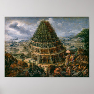 The Tower Of Babel   Marten van Valckenborch   Poster